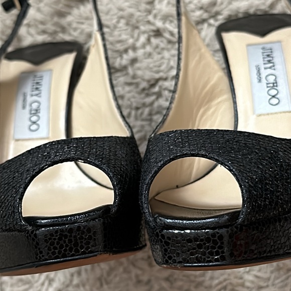 JIMMY CHOO Black Sequin Nova Glitter Slingback Pumps - Picture 12 of 12